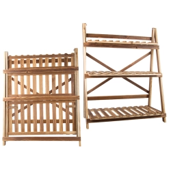 Kwietnik stojący drewniany wysoki na kwiaty doniczki 3 poziomowy regał