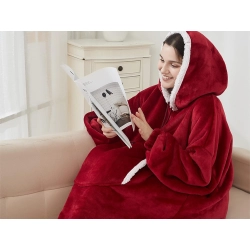Ciepła bluza koc oversize xxl 2w1 gruba futrzak miękka z kapturem szlafrok