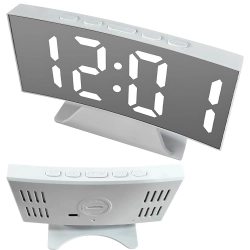 Zegar elektroniczny LED z budzikiem, termometrem, lustrem, USB i pamięcią Verk Group