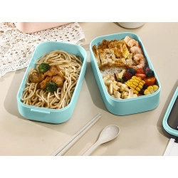 Śniadaniówka z przegródkami piętrowy pojemnik xxl sztućce lunchbox 1400ml