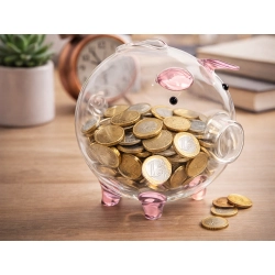 Świnka skarbonka szklana mała na pieniądze monety banknoty na prezent