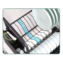 Suszarka do naczyń talerzy sztućców kubków dwupoziomowa ociekacz z tacką