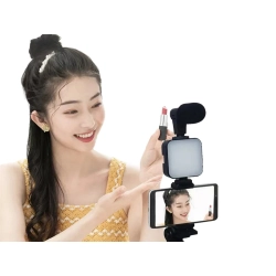 Zestaw do vlogowania statyw mikrofon do telefonu uchwyt nagrywanie filmów