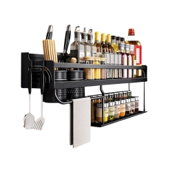 Półka na ścianę organizer kuchenny metalowy wiszący na przybory przyprawy - zdjęcie 2