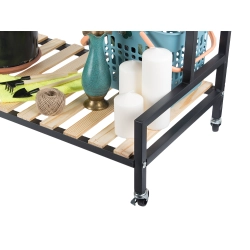 Kwietnik drewniany na kwiaty doniczkowe dwupoziomowy półka na kółkach taras