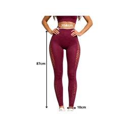 Legginsy damskie push up modelujące długie wysoki stan fitness bordowe l/xl — zdjęcie 8