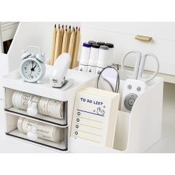 Przybornik organizer na biurko półki na kosmetyki drobiazgi szuflady szafka