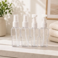 Zestaw butelek podróżnych pojemniki 4x50ml na kosmetyki organizer etykiety