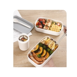 Śniadaniówka z przegródkami piętrowy pojemnik xxl sztućce lunchbox 1400ml