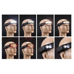 LATARKA CZOŁOWA CZOŁÓWKA LED AKUMULATOROWA USB Z CZUJNIKIEM RUCHU 3 PASKI - zdjęcie 2