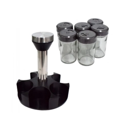 Organizer na przyprawy obrotowy pojemniki szklane 6 sztuk przyprawnik sól