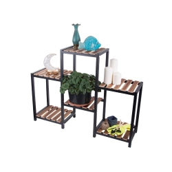 Kwietnik stojący drewniany wysoki na kwiaty doniczki 3 poziomowy regał