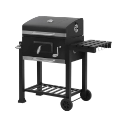 Grill węglowy ogrodowy dwa ruszty termometr pokrywa półka popielnik duży