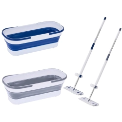 Mop płaski mikrofibry ze ściągaczką składanym wiadrem rozkładany do podłóg