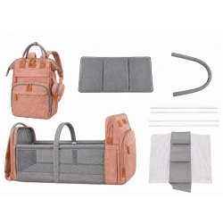 Plecak wielofunkcyjny z łóżeczkiem i portem USB, duży organizer mommy bag
