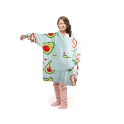 Ciepła bluza awokado koc oversize xxl 2w1 gruba futrzak miękka z kapturem