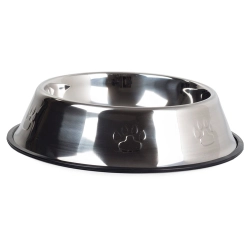 Miska metalowa dla psa kota srebrna na gumie 1,3l