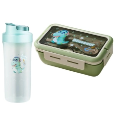 Lunchbox śniadaniówka pojemnik na śniadanie obiad sztućce z bidonem zestaw - zdjęcie 10