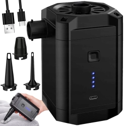 Elektryczna pompka akumulatorowa do materaca i basenu z 3 końcówkami i LED