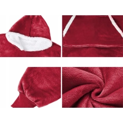 Ciepła bluza koc oversize xxl 2w1 gruba futrzak miękka z kapturem szlafrok