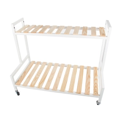 Kwietnik drewniany na kwiaty doniczkowe dwupoziomowy półka na kółkach taras