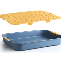 Taca kuchenna dwuwarstwowa z odpływem na naczynia warzywa owoce plastikowa