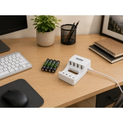 Ładowarka do akumulatorków AA i AAA USB-C LED 4 sloty szybkie ładowanie Verk Group