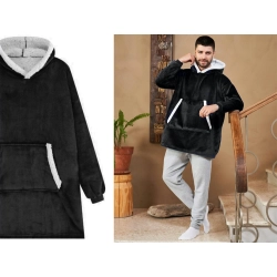 Ciepła bluza koc oversize xxl 2w1 gruba futrzak miękka z kapturem szlafrok