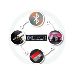 Radio samochodowe bluetooth usb aux sd 1-din zestaw głośnomówiący pilot