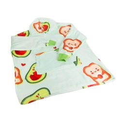 Ciepła bluza awokado koc oversize xxl 2w1 gruba futrzak miękka z kapturem