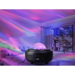 Lampka nocna led projektor gwiazd rzutnik zorza nieba głośnik bluetooth