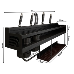 Półka na ścianę organizer kuchenny metalowy wiszący na przybory przyprawy - zdjęcie 5