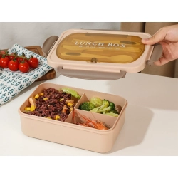 Lunchbox śniadaniówka pojemnik na śniadanie obiad z przegródkami sztućce — zdjęcie 3