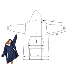 Ciepła bluza koc oversize XXL 2w1 gruba futrzak miękka z kapturem szlafrok — zdjęcie 13