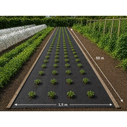 Gruba agrowłóknina 50g 1,5m x 50m antchwastowa mata ściółkująca czarna