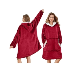 Ciepła bluza koc oversize xxl 2w1 gruba futrzak miękka z kapturem szlafrok