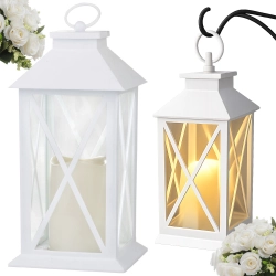 LAMPION LATARENKA DEKORACYJNY LED Z ELEKTRYCZNĄ ŚWIECZKĄ NA BATERIE OZDOBNY