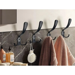Wieszaki czarne ścienne haczyki mocne na ubrania ręczniki 5 sztuk metalowy