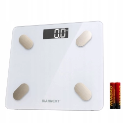 Waga łazienkowa elektroniczna 180 kg biała szklana LCD analityczna slim fit