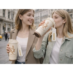 Kubek termiczny 530ml słomka z uchwytem stalowy termos na zimne i gorące