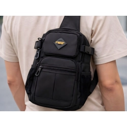 Nerka męska saszetka na ramię torba crossbody wiele kieszeni czarna