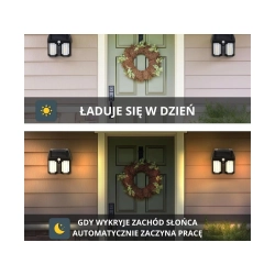 Lampa solarna z czujnikiem zmierzchu ruchu 3 tryby wodoodporna 1200lm