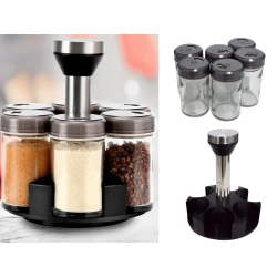 Organizer na przyprawy obrotowy pojemniki szklane 6 sztuk przyprawnik sól