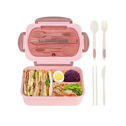 Lunchbox śniadaniówka pojemnik na śniadanie obiad z przegródkami sztućce — zdjęcie 5