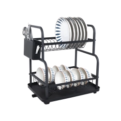 Suszarka do naczyń talerzy sztućców kubków dwupoziomowa ociekacz z tacką