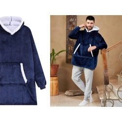 Ciepła bluza koc oversize XXL 2w1 gruba futrzak miękka z kapturem szlafrok — zdjęcie 6