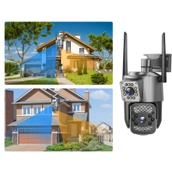 Kamera z dwoma obiektywami wifi zewnętrzna obrotowa wifi detektor ruchu ip - zdjęcie 4