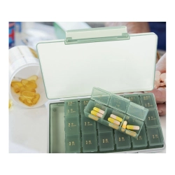 Pojemnik na leki tabletki pudełko pory dnia lekarstwa kasetka tygodniowy