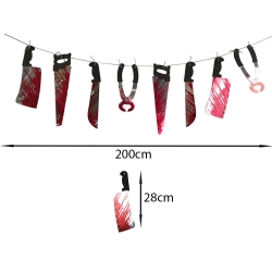 Girlanda halloween 2m noże narzędzia tasak zakrwawione dekoracja halloween