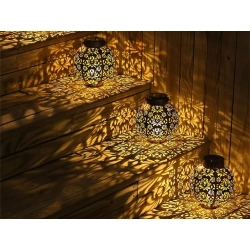 Lampion solarny ozdobny LED latarnia słoneczna czarna wisząca lampa